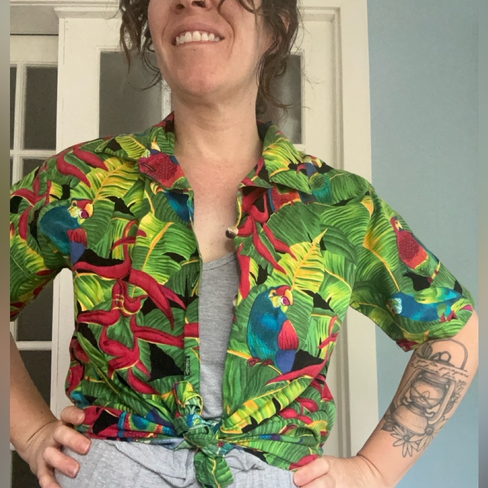Tropical Parrot Print Women's Top